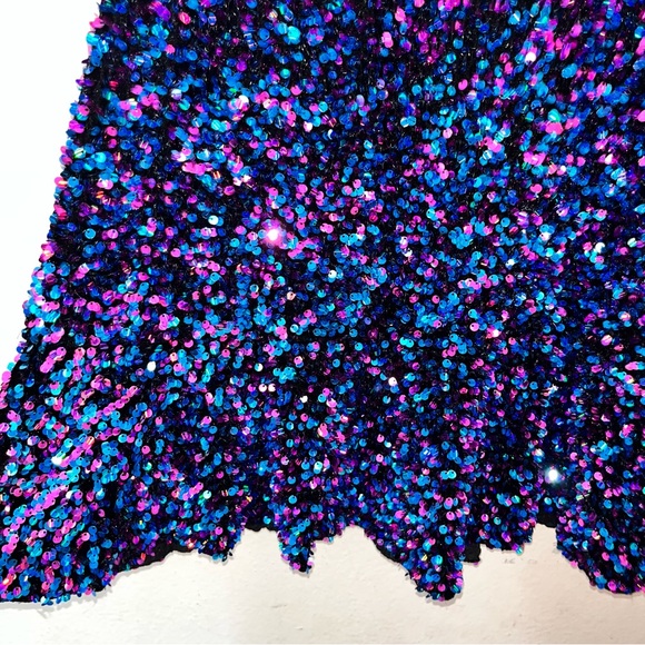 Zara blue and purple sequin mini dress Sz S - Picture 10 of 16